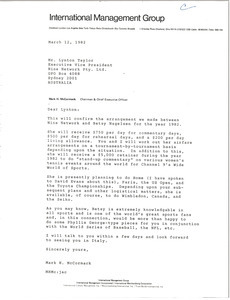 Letter from Mark H. McCormack to Lynotn Taylor