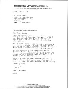 Letter from Mark H. McCormack to Nobuo Kitsuda