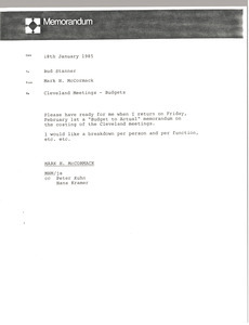 Memorandum from Mark H. McCormack to Bud Stanner