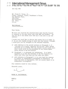 Letter from Mark H. McCormack to Frank D. Tatum