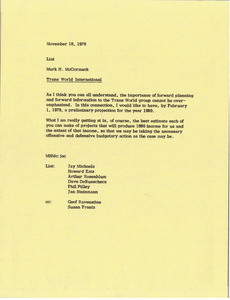 Memorandum from Mark H. McCormack to list