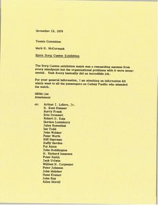 Memorandum from Mark H. McCormack to the Tennis Committee