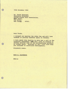 Letter from Mark H. McCormack to Frank Hannigan