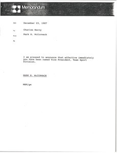 Memorandum from Mark H. McCormack to Charles Berry