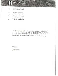 Memorandum from Mark H. McCoramck to H. Kent Stanner