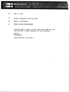 Memorandum from Mark H. McCormack to Arthur Klebanoff and Ray Cave