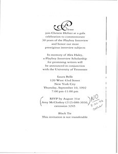 Playboy gala invitation