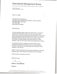 Letter from Mark H. McCormack to Michael N. Basserman