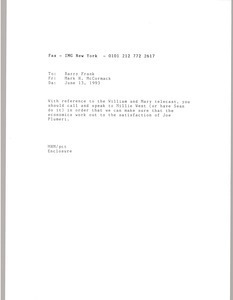 Fax from Mark H. McCormack to Barry Frank