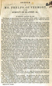 Speech of Mr. Phelps : of Vermont, on the subject of slavery, &c. In Senate, January 23, 1850