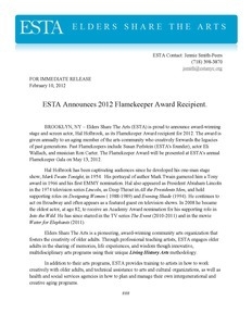 Press Releases: ESTA announces 2012 Flamekeeper Award recipient: Hal Holbrook