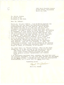 Letter from Pearl M. Graham to W. E. B. Du Bois
