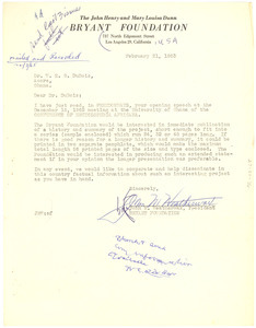 Letter from William L. Bryant Foundation to W. E. B. Du Bois