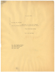 Letter from W. E. B. Du Bois to John Haynes Holmes