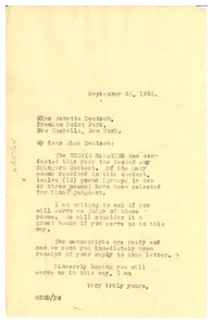 Letter from W. E. B. Du Bois to Babette Deutsch