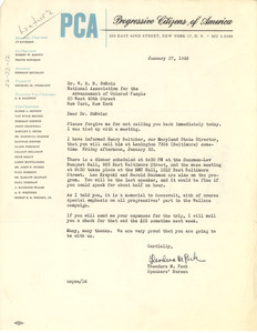 Letter from Progressive Citizens of America to W. E. B. Du Bois