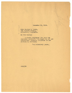 Letter from W. E. B. Du Bois to Marion L. Brady
