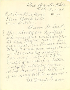 Letter from Luvenia Brown to W. E. B. Du Bois