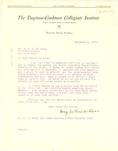 Letter from Mary M. Bethune to W. E. B. Du Bois