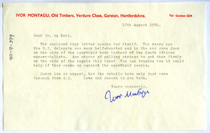 Letter from Ivor Montagu to W. E. B. Du Bois