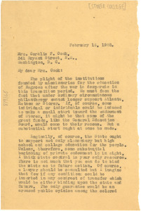 Letter from W. E. B. Du Bois to Coralie F. Cook