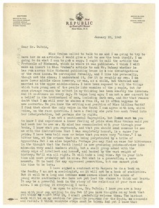 Letter from New Republic to W. E. B. Du Bois