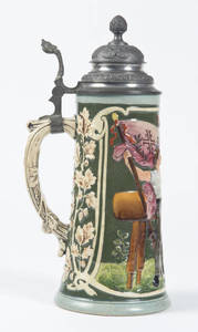 Pottery Relief Stein with Turner and 4F Flag