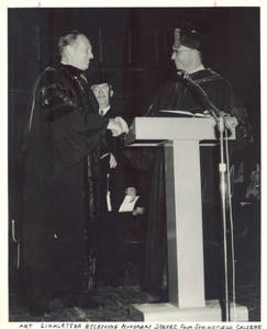Art Linkletter receiving honorary degree (1960)