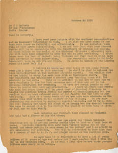 Dr. Laurence L. Doggett to Dr. James H. McCurdy (October 23, 1918)