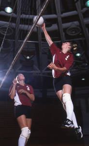 SC volleyball player Jennifer Svatik and teammate