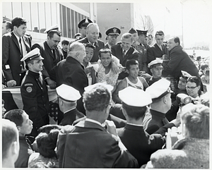 Mayor John F. Collins and Massachusetts Governor John A. Volpe with several unidentified men