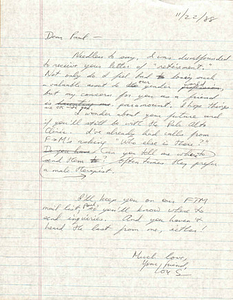 Correspondence from Lou Sullivan to Paul Walker (November 22, 1988)