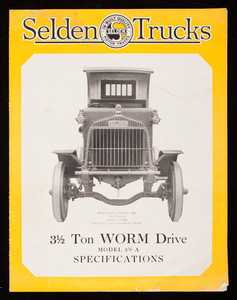 Selden Trucks, 3 1/2 ton worm drive Model 3 1/2-A specifications, Selden Truck Sales Company, Rochester, New York