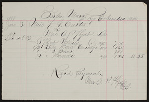 Billhead for Miss O.P. Flynt, Dr., 619 Columbus Avenue, Boston, Mass., dated January 31, 1888