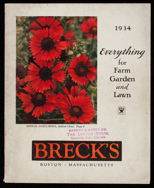 Breck's, everything for farm, garden and lawn, 1934, Joseph Breck & Sons, 85 State Street, Boston, Mass.