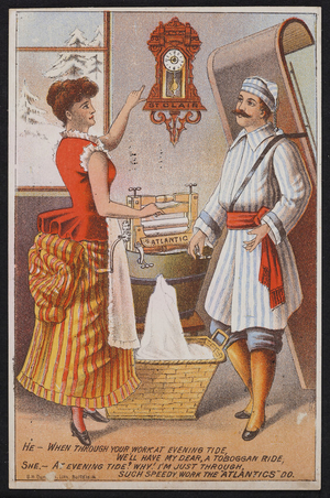 Trade card, Charles F. Adams, manufacturer and importer of and instalment dealer in Atlantic and other wringers, Erie, Pennsylvania
