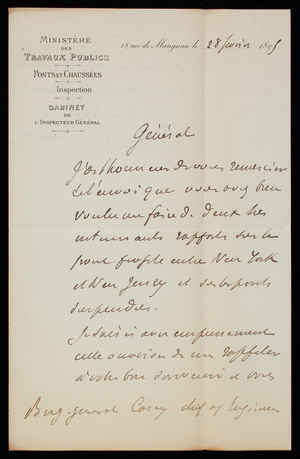 Baron de Rochemont to Thomas Lincoln Casey, July 28, 1895