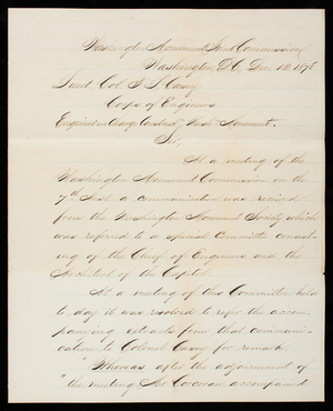 A. A. Humphreys to Thomas Lincoln Casye, December 12, 1878