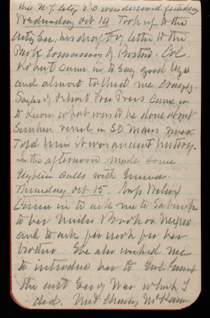 Thomas Lincoln Casey Notebook, October 1891-December 1891, 18, Wednesday Oct 14