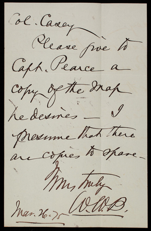 [William W. Belknap] to Thomas Lincoln Casey, March 26, 1875