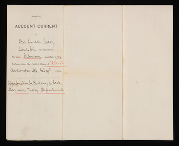 Accounts Current of Thos. Lincoln Casey - Febuary 1884, Febuary 29, 1884