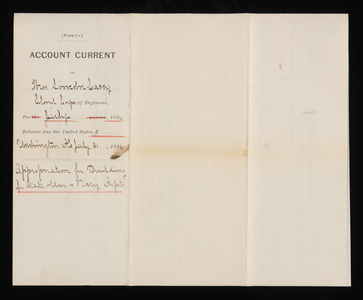 Accounts Current of Thos. Lincoln Casey - July 1884, July 31, 1884