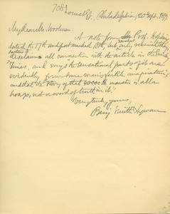 Letter from Benjamin Smith Lyman to Mr. Woolman