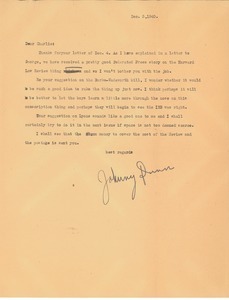 Letter from Johnny Dunn to Charles L. Whipple