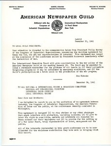 Letter from Samuel B. Eubanks to the Local Guild Presidents, American Newspaper Guild
