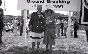 Ceremonial groundbreaking: Corinne Conte and unidentified official