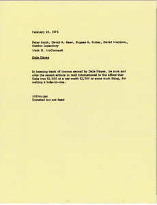 Memorandum from Mark H. McCormack to Peter Smith, David A. Rees, Eugene A. Sutter, David Morrison and Gordon Lazenbury