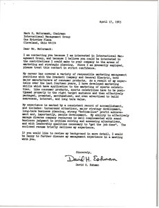 Letter from David E. Eshman to Mark H. McCormack