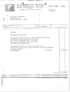 E. J. Stovicek invoice