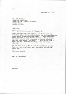 Letter from Mark H. McCormack to Bob Ferrier